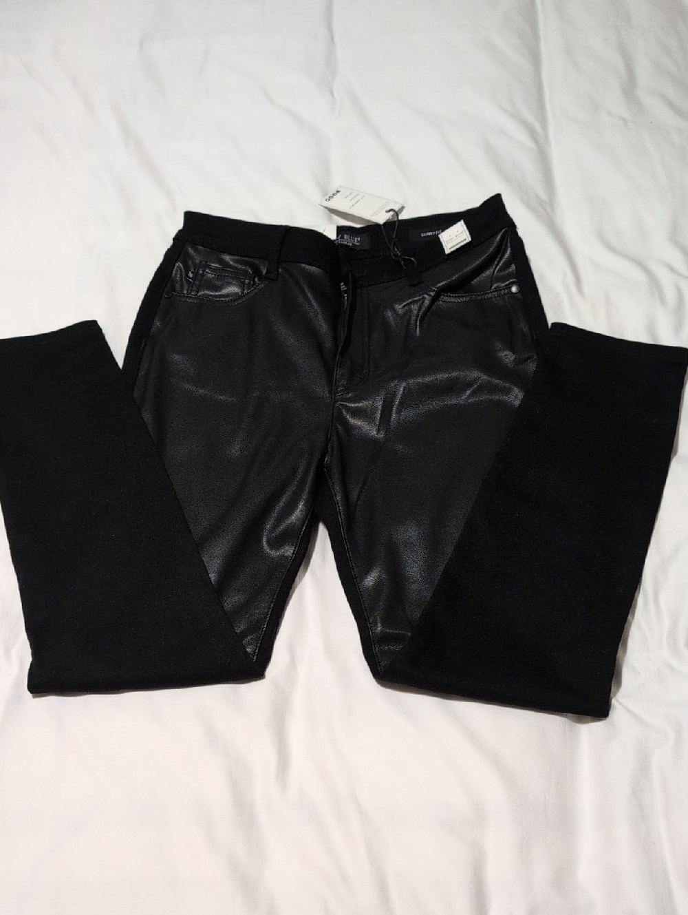 Judy Blue Black Faux Leather Front Skinny Jeans